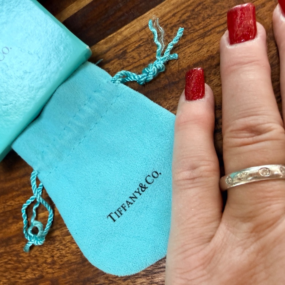 Tiffany & Co. PLATINUM 5 DIAMONDS etoile eternity ring Band with 5 Diamonds